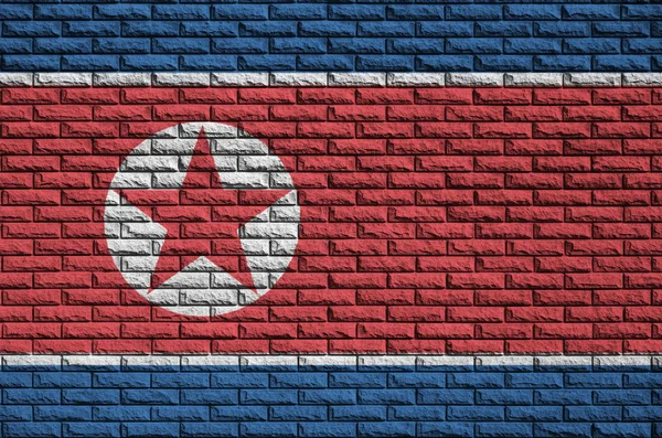 Bandera Corea Del Norte Está Pintado Una Pared Ladrillo Viejo —  Fotos de Stock