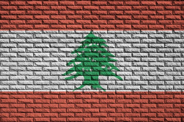 Libanon Flagga Målad Gammal Tegelvägg — Stockfoto