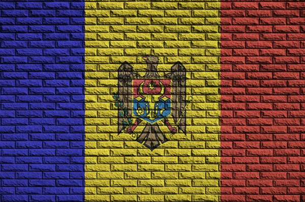 Bandera Moldavia Está Pintado Una Pared Ladrillo Viejo —  Fotos de Stock