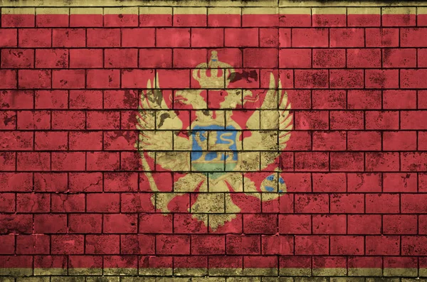 Montenegro Bandiera Dipinta Vecchio Muro Mattoni — Foto Stock