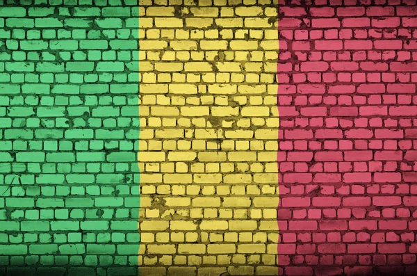 Bandera Malí Está Pintado Una Pared Ladrillo Viejo — Foto de Stock
