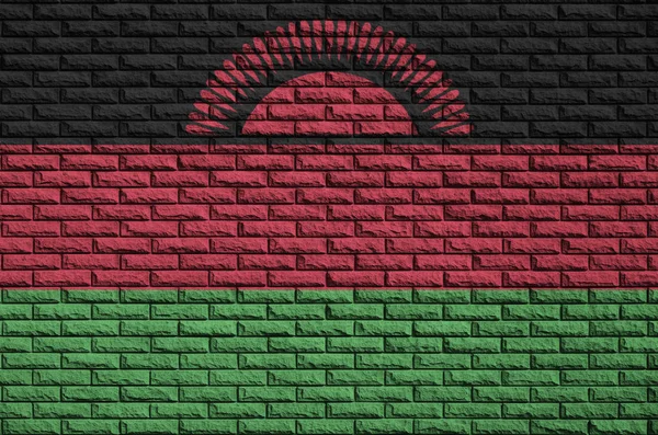 Bandera Malawi Está Pintada Sobre Una Vieja Pared Ladrillo — Foto de Stock