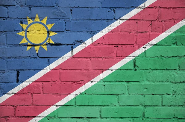 Bandera Namibia Está Pintado Una Pared Ladrillo Viejo —  Fotos de Stock