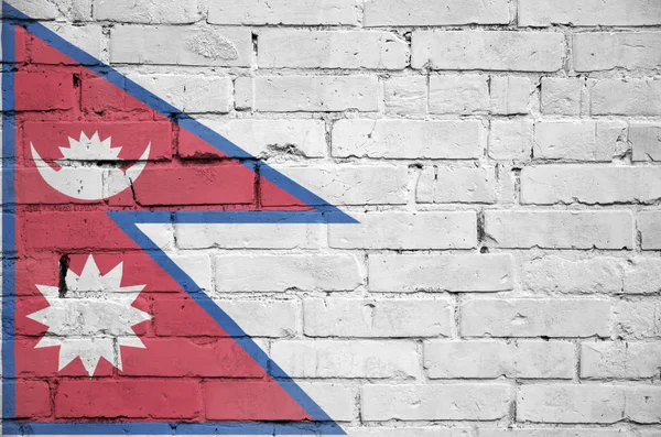 Bandera Nepal Está Pintada Sobre Una Vieja Pared Ladrillo —  Fotos de Stock