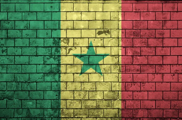 Senegal Flagge Auf Eine Alte Ziegelwand Gemalt — Stockfoto