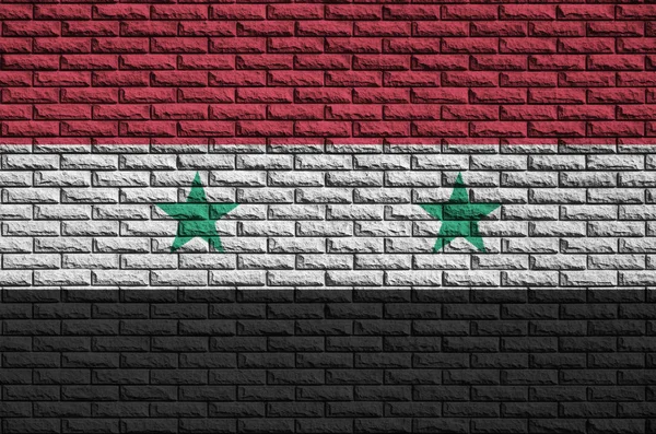 Syrië Vlag Geschilderd Een Oude Bakstenen Muur — Stockfoto