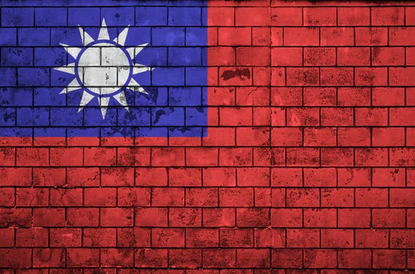 Taiwan Flag Painted Old Brick Wall — Stock Photo, Image