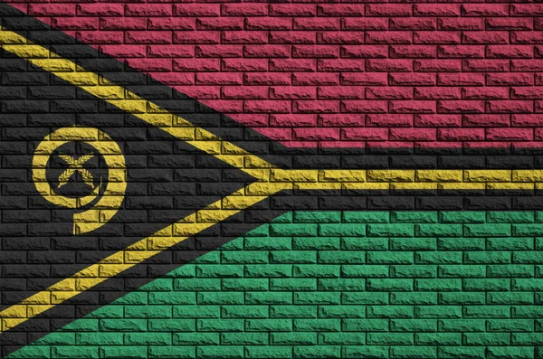 Bandera Vanuatu Está Pintado Una Pared Ladrillo Viejo — Foto de Stock