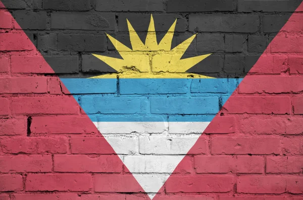 Bandera Antigua Barbuda Está Pintada Sobre Una Vieja Pared Ladrillo — Foto de Stock