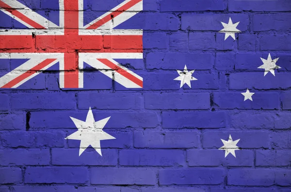 Bandera Australia Está Pintado Una Pared Ladrillo Viejo — Foto de Stock