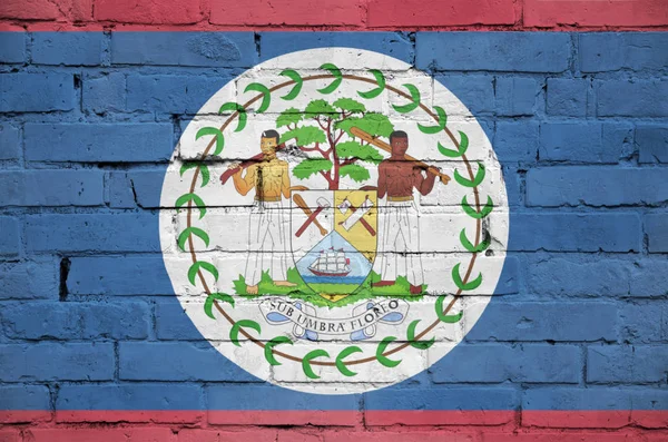 Belize Flagge Wird Auf Eine Alte Ziegelwand Gemalt — Stockfoto