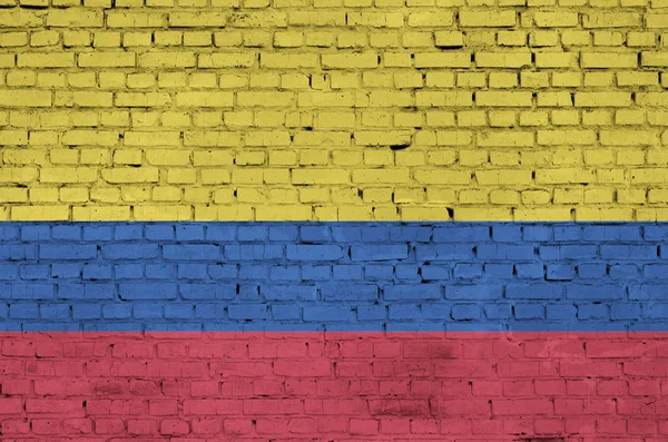Kolumbia Zászlaját Egy Régi Téglafalra Festették — Stock Fotó
