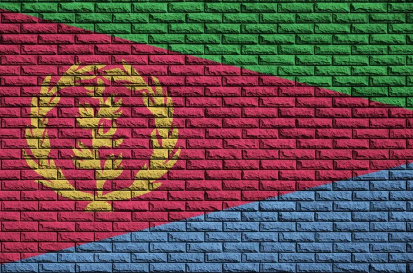 Bandera Eritrea Está Pintado Una Pared Ladrillo Viejo — Foto de Stock