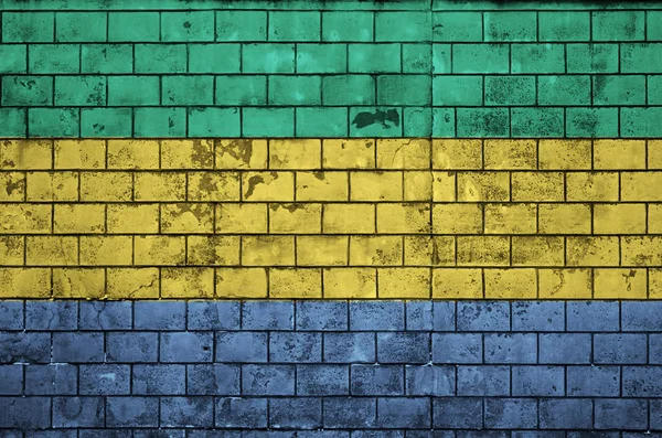 Gabon Fahne Wird Auf Eine Alte Ziegelwand Gemalt — Stockfoto