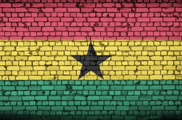 Bandiera Del Ghana Dipinta Vecchio Muro Mattoni — Foto Stock