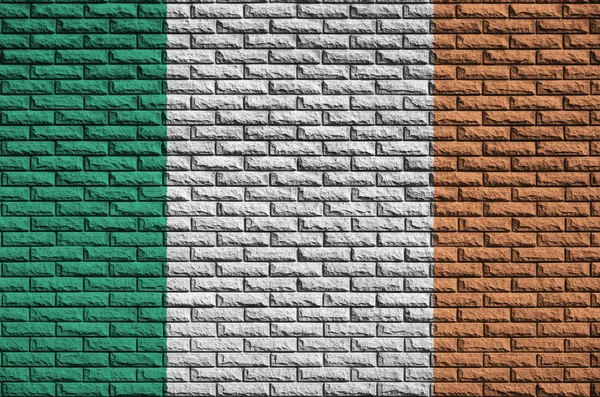 Bandeira Irlanda Pintada Uma Parede Tijolo Velho — Fotografia de Stock