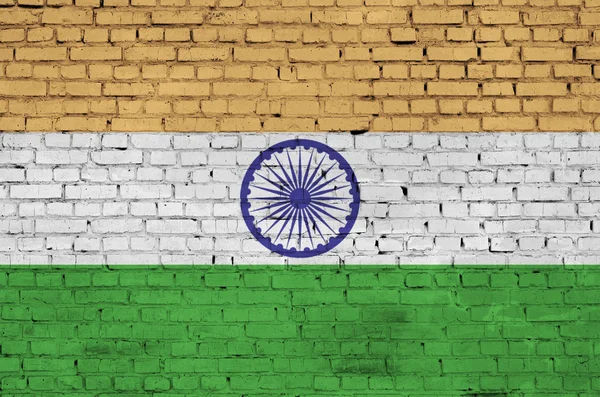 Σημαία Της Ινδίας Είναι Ζωγραφισμένη Ένα Παλιό Τοίχο Από Τούβλα — Φωτογραφία Αρχείου