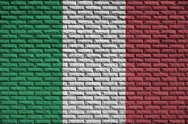 Bandera Italia Está Pintada Sobre Una Vieja Pared Ladrillo — Foto de Stock