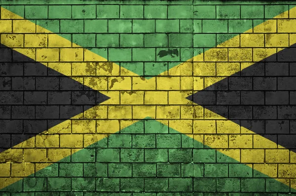 Jamaica Zászlót Festettek Egy Régi Téglafalra — Stock Fotó