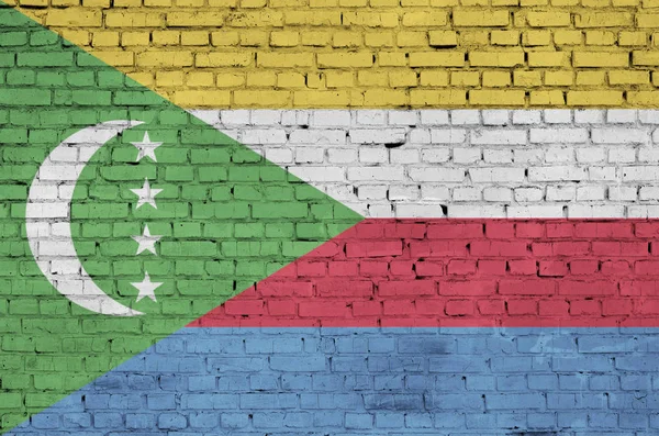 Comoros Flag Painted Old Brick Wall — Stock Photo, Image