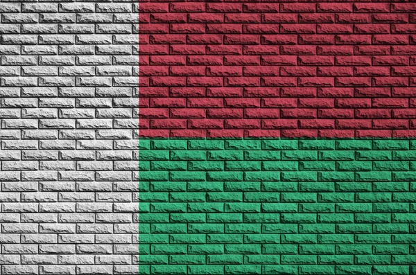 Flaga Madagaskaru Jest Malowany Stary Mur Cegły — Zdjęcie stockowe