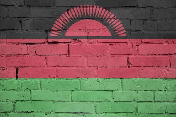 Malawis Flagga Målade Gammal Tegelvägg — Stockfoto
