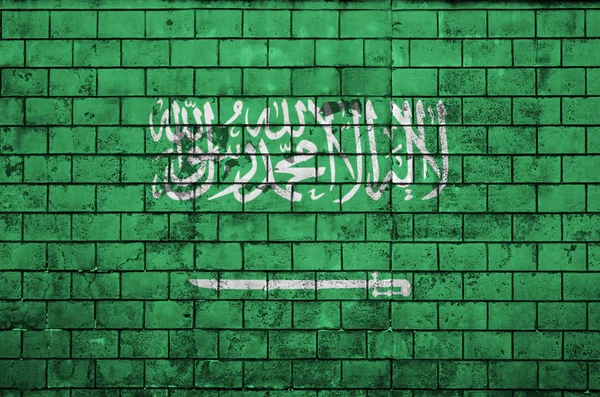 Suudi Arabistan Bayrağı Eski Bir Tuğla Duvara Boyanmış — Stok fotoğraf
