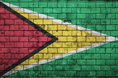Guyana bayrağı eski bir tuğla duvara boyalı