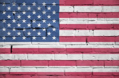 Amerika Birleşik Devletleri bayrağı eski bir tuğla duvara boyalı