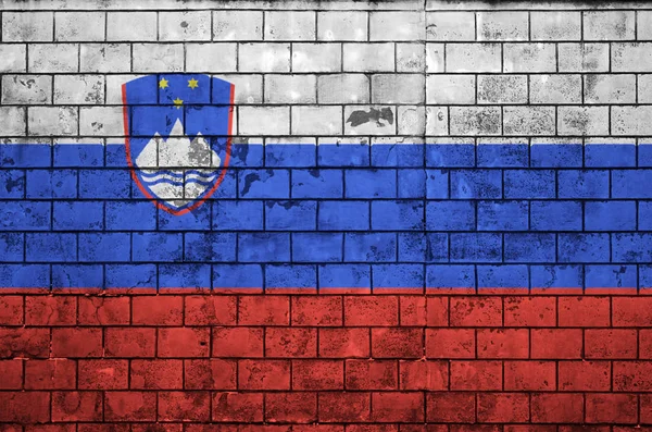 Slovenia Flag Painted Old Brick Wall — Stock Photo, Image