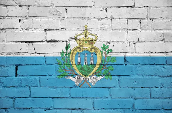 Флаг Сан Марино Нарисован Старой Кирпичной Стене — стоковое фото