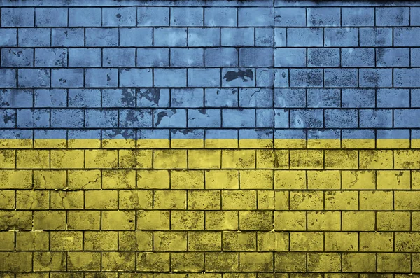 Прапор України Намальований Старій Цегляній Стіні — стокове фото