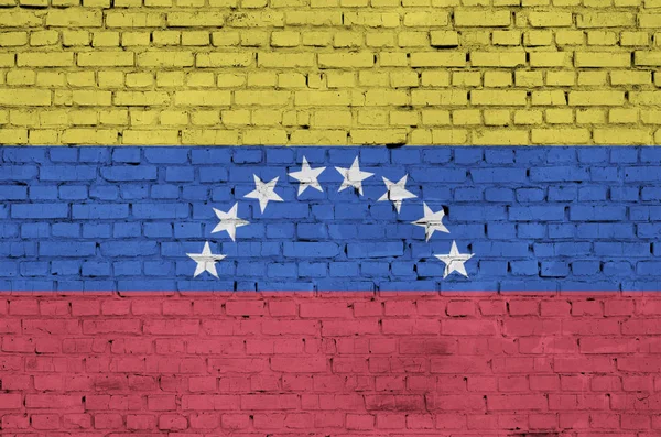 Bandeira Venezuela Pintada Uma Parede Tijolo Velho — Fotografia de Stock