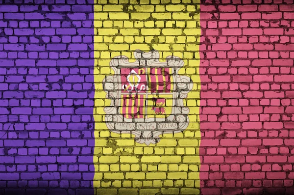 Andorra Flag Painted Old Brick Wall — Stock Photo, Image