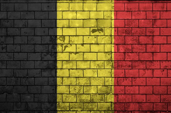 Belgium Zászlója Egy Régi Téglafalra Van Festve — Stock Fotó