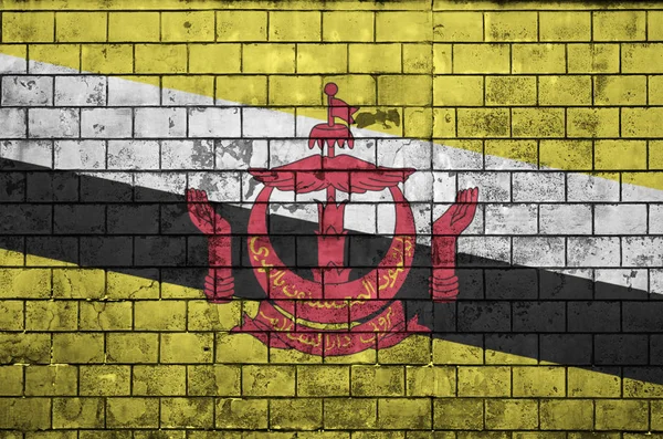 Bandera Brunei Darussalam Está Pintada Sobre Una Vieja Pared Ladrillo — Foto de Stock