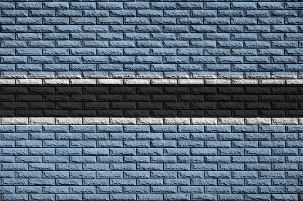 Botsvana Bayrağı Eski Bir Tuğla Duvara Boyalı — Stok fotoğraf