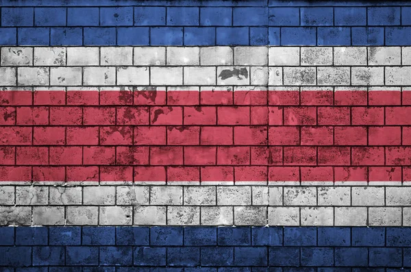 Прапор Коста Ріка Намалював Старий Цегляна Стіна — стокове фото