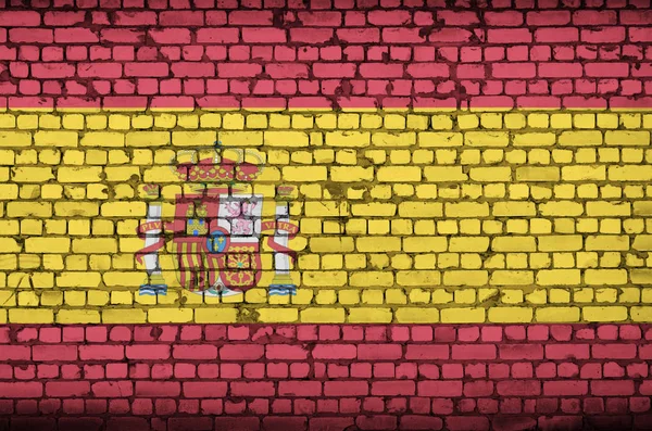 Spain Flag Painted Old Brick Wall — Stock Photo, Image