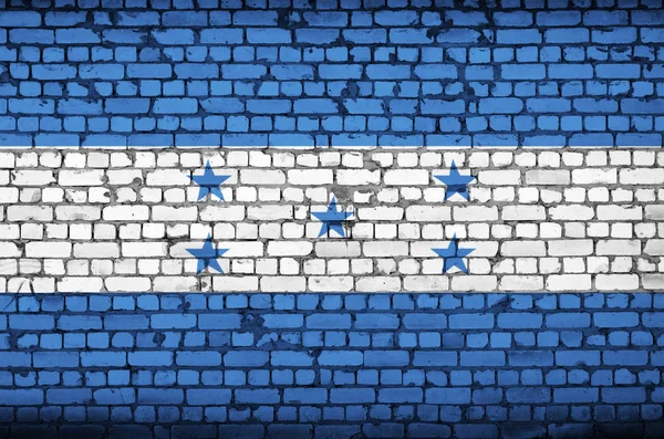 Bandera Honduras Está Pintada Sobre Una Vieja Pared Ladrillo —  Fotos de Stock