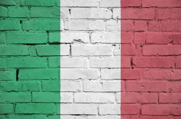 Italy Flag Painted Old Brick Wall — Stock Photo, Image