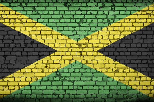 Jamaica Zászlót Festettek Egy Régi Téglafalra — Stock Fotó