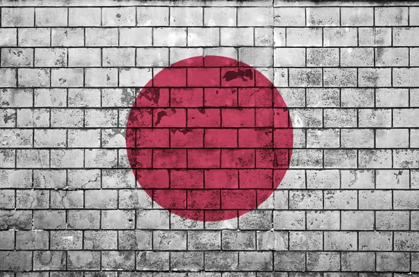 Японський Прапор Намальований Старій Цегляній Стіні — стокове фото