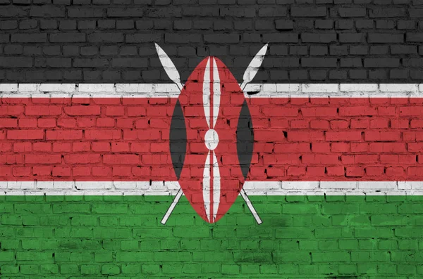 Bandiera Kenya Dipinta Vecchio Muro Mattoni — Foto Stock