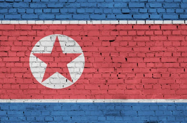 Bandera Corea Del Norte Está Pintado Una Pared Ladrillo Viejo —  Fotos de Stock