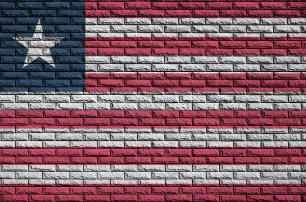 Liberia Flagge Auf Eine Alte Ziegelwand Gemalt — Stockfoto