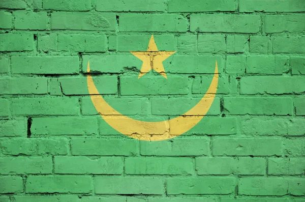 Mauritania Flag Painted Old Brick Wall — Stock Photo, Image