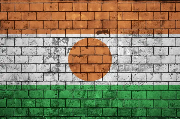 Σημαία Του Νίγηρα Είναι Ζωγραφισμένες Πάνω Ένα Παλιό Τοίχο Από — Φωτογραφία Αρχείου