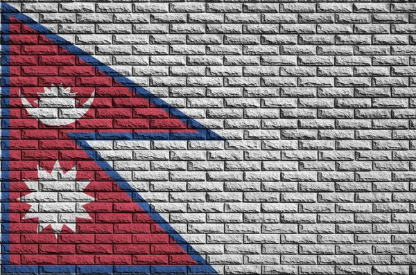 Drapeau Népal Peint Sur Vieux Mur Briques — Photo