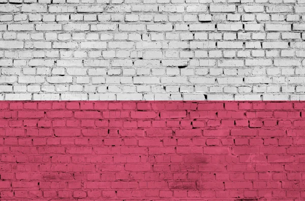 Polen Flagga Målad Gammal Tegelvägg — Stockfoto